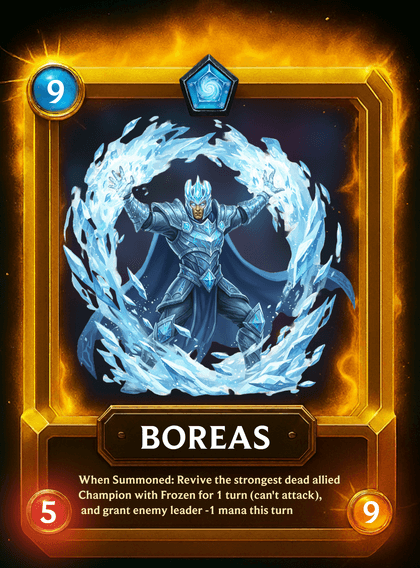 Boreas, a legendary Ice clan card from Card Clash: Legends Arena