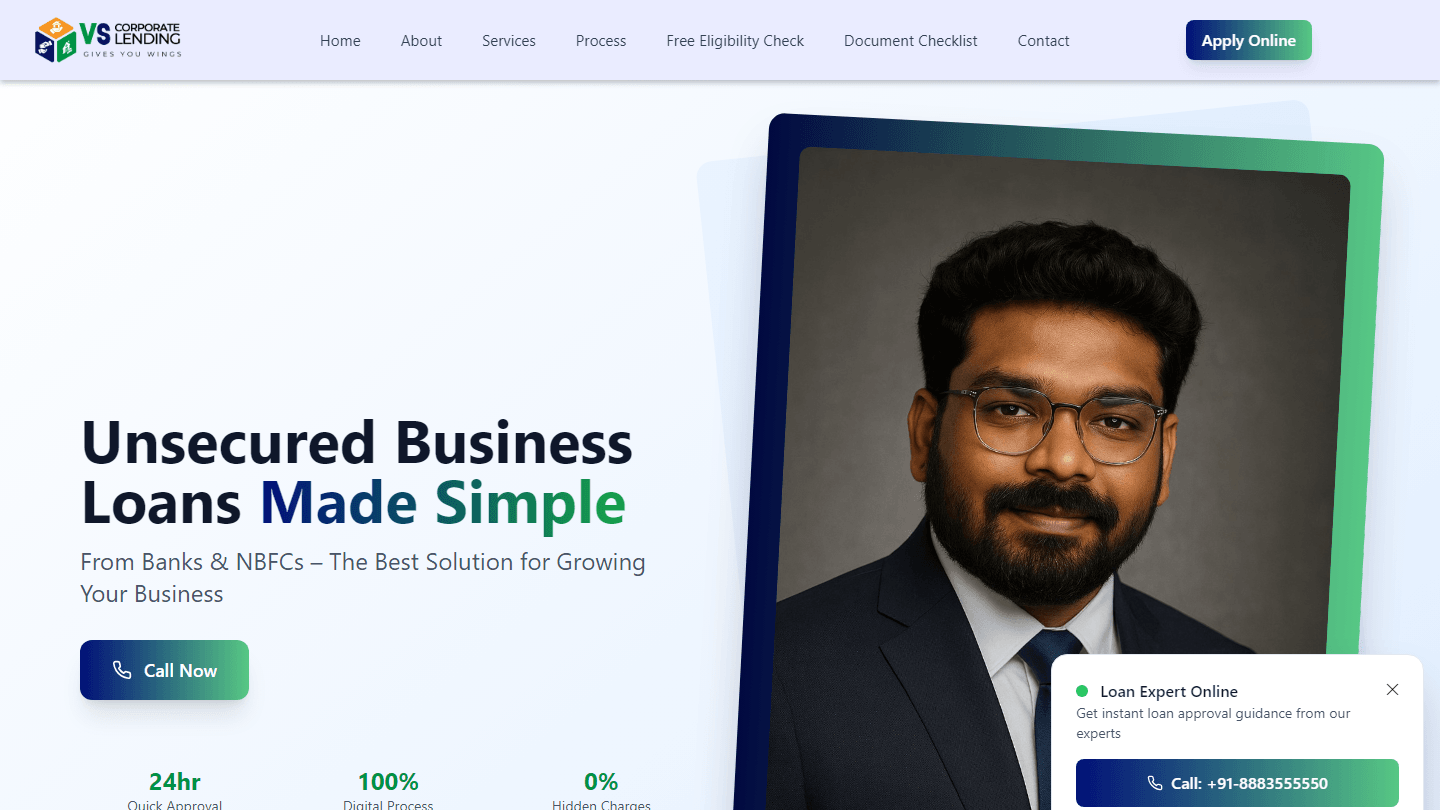 VS Corporate Lending website preview
